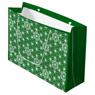 Bolsa De Regalo Grande Patrón japonés de Asanoha - verde pino