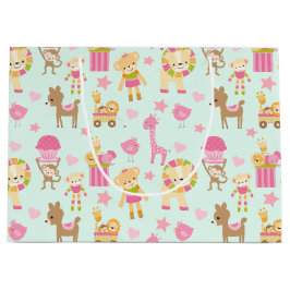 Bolsa De Regalo Grande Patrón lindo con animales felices y juguetes