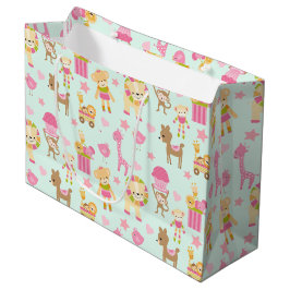 Bolsa De Regalo Grande Patrón lindo con animales felices y juguetes