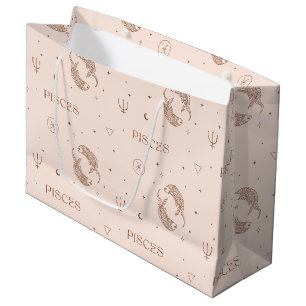 Bolsa De Regalo Grande Patrón místico del zodiaco Libra en marrón y burgu