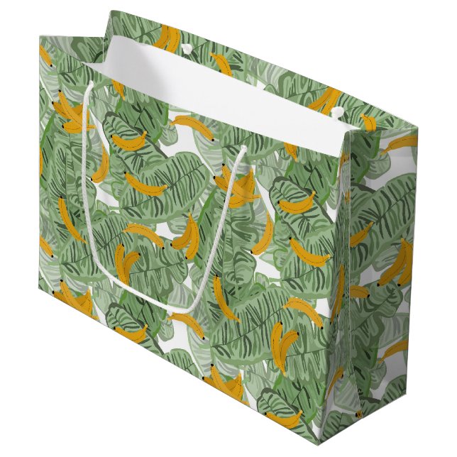 Bolsa De Regalo Grande Patrón moderno de vegetación plástica tropical (Angulo Anverso)