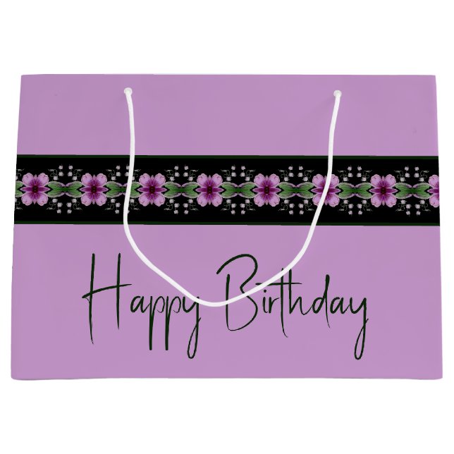 Bolsa De Regalo Grande Patrón morado floral (Anverso)