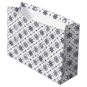 Bolsa De Regalo Grande Patrón náutico con rueda de vela y brújula