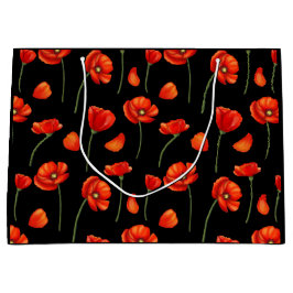 Bolsa De Regalo Grande patrón negro de adormidera