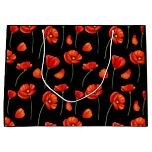 Bolsa De Regalo Grande patrón negro de adormidera