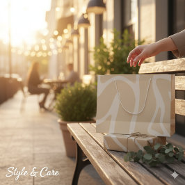 Bolsa De Regalo Grande Patrón Orgánico Simple Crema Beige