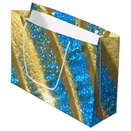 Bolsa De Regalo Grande Patrón Purpurina azul y dorado