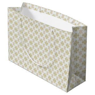 Bolsa De Regalo Grande Patrón retro de trébol beige y oliva