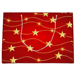 Bolsa De Regalo Grande Patrón rojo de rubí adorado por estrella