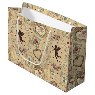 Bolsa De Regalo Grande Patrón romántico de Cupido de Vintage (1)