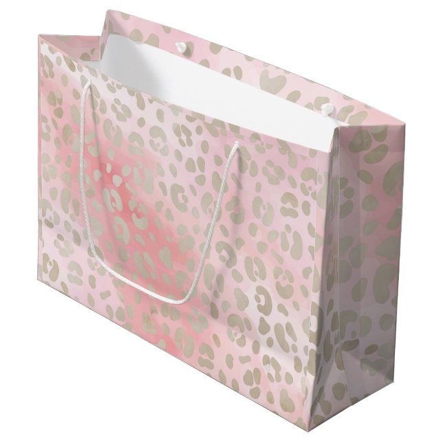 Bolsa De Regalo Grande Patrón rosa leopardo (Angulo Anverso)