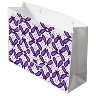 Bolsa De Regalo Grande Patrón simétrico con m blanco y púrpura