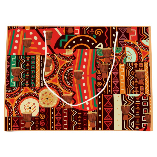 Bolsa De Regalo Grande Patrón tribal afrocéntrico de Kente (Anverso)