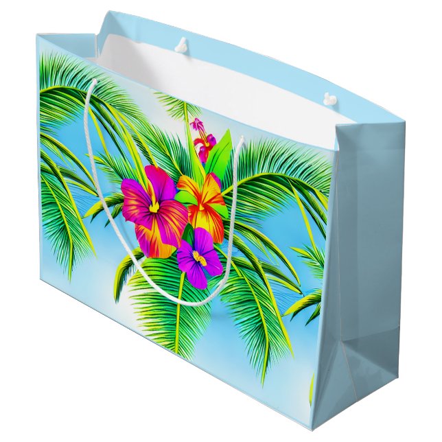 Bolsa De Regalo Grande Patrón tropical hawaiano sin foco (Angulo reverso)