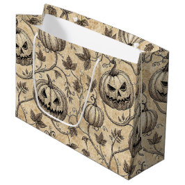 Bolsa De Regalo Grande Patrón vintage de calabaza de Halloween