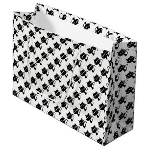 Bolsa De Regalo Grande Patrones de gatos blancos negros pequeños