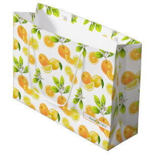 Bolsa De Regalo Grande Patten de cítricos y Naranjas de arte