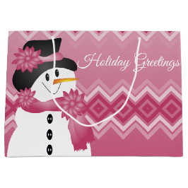 Bolsa De Regalo Grande Patterado por Snowman rosado