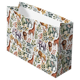 Bolsa De Regalo Grande Patterned fabric featuring elephants, giraffes
