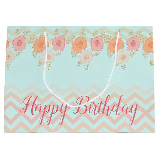 Bolsa De Regalo Grande Patterned floral acentuado (Anverso)