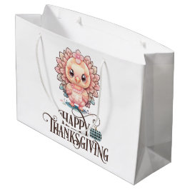 Bolsa De Regalo Grande Pavo de Acción de Gracias Lindo