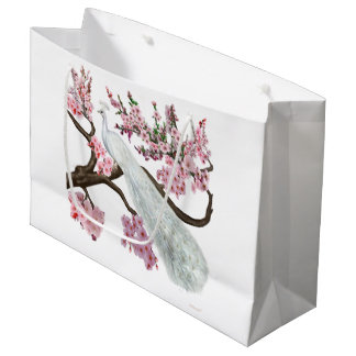 Bolsa De Regalo Grande Pavo Real Flor de Cerezo