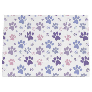 Bolsa De Regalo Grande Paw de Perro Púrpura