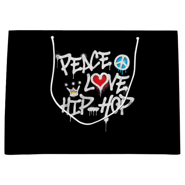 Bolsa De Regalo Grande Peace Love Hip Hop Dance (Anverso)