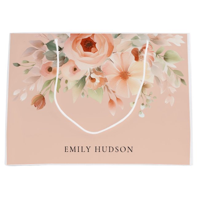 Bolsa De Regalo Grande Peach Boho Floral (Anverso)