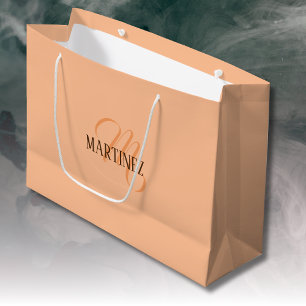 Bolsa De Regalo Grande Peach Fuzz Elegante Nombre Personalizado