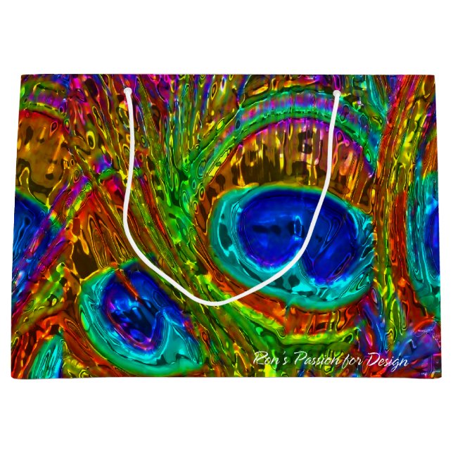 Bolsa De Regalo Grande Peacock Feathers Glass Art 1 (Anverso)