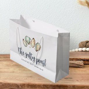 Bolsa De Regalo Grande Pearl & Oyster de acuarela costera
