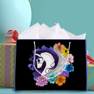 Bolsa De Regalo Grande Pegasus Floral Negro