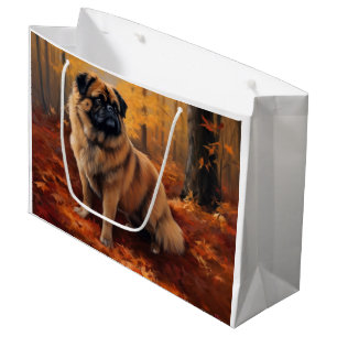 Bolsa De Regalo Grande Pekinés en Otoño Hojas Caídas Inspiran