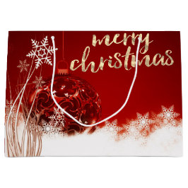 Bolsa De Regalo Grande Pelota de Navidades rojos, copos de nieve, vacacio