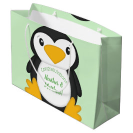 Bolsa De Regalo Grande Penguin Baby Shower Green