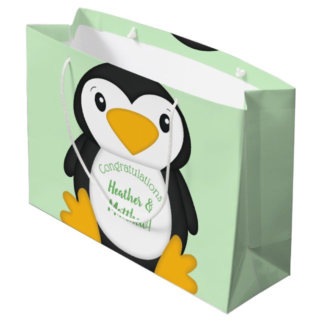 Bolsa De Regalo Grande Penguin Baby Shower Green (Angulo reverso)