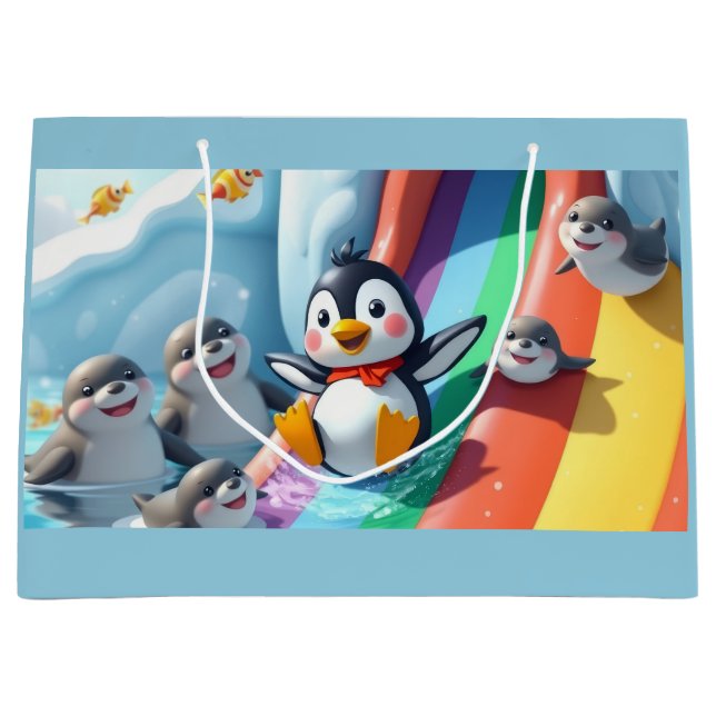 Bolsa De Regalo Grande Penguin plays on a slide (Anverso)
