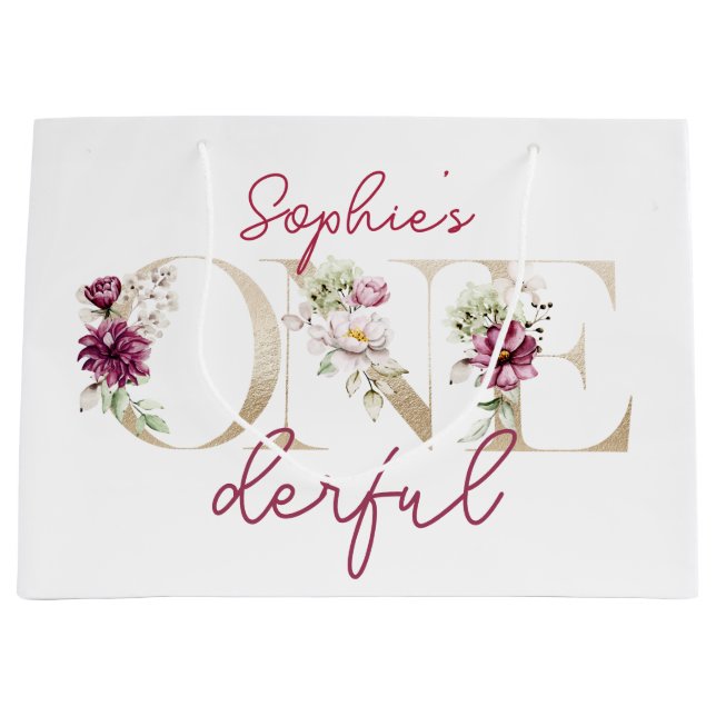 Bolsa De Regalo Grande peonatos rosados onemaravillosas acuarelas de cump (Anverso)