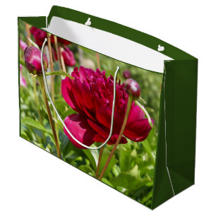Bolsa De Regalo Grande peonías de terciopelo maroon oscuro