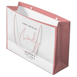 Bolsa De Regalo Grande Pequeño humano rosado minimalista Shindig Baby Sho