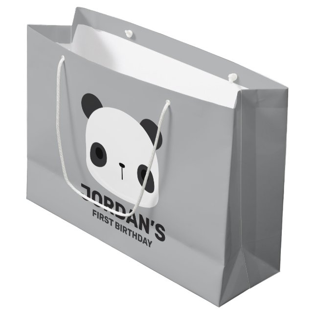 Bolsa De Regalo Grande Pequeño oso oso panda con nombre personalizado (Angulo Anverso)