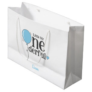 Bolsa De Regalo Grande Pequeño Sr Onemaravilloso Feliz Cumpleaños Azul