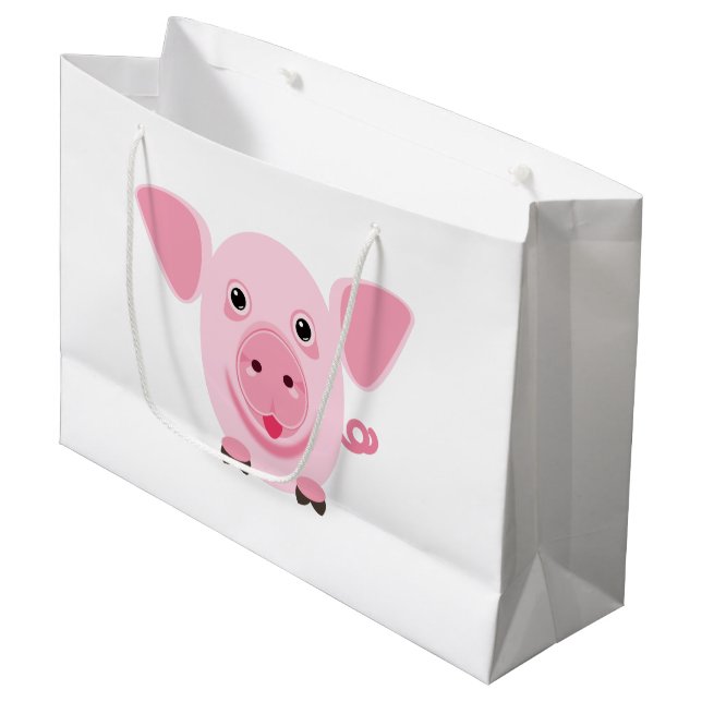 Bolsa De Regalo Grande Pequeño y lindo cerdo rosa (Angulo Anverso)