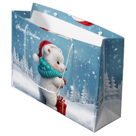 Bolsa De Regalo Grande Pequeño y lindo oso bebé con gorra de Navidades