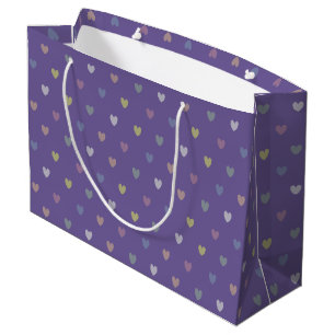 Bolsa De Regalo Grande Pequeños corazones de polka en morado ultrvioleta
