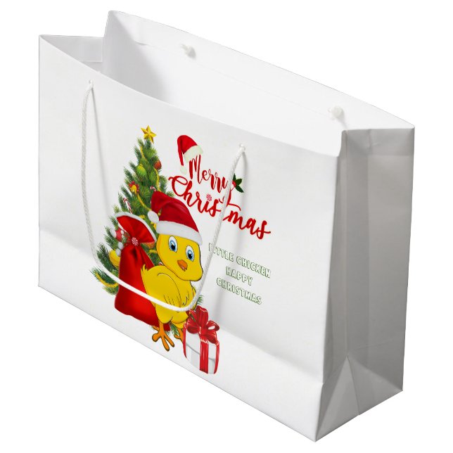 Bolsa De Regalo Grande Pequeños Navidades de pollo (Angulo Anverso)