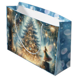 Bolsa De Regalo Grande Pequeños Navidades hadas en un bosque encantado