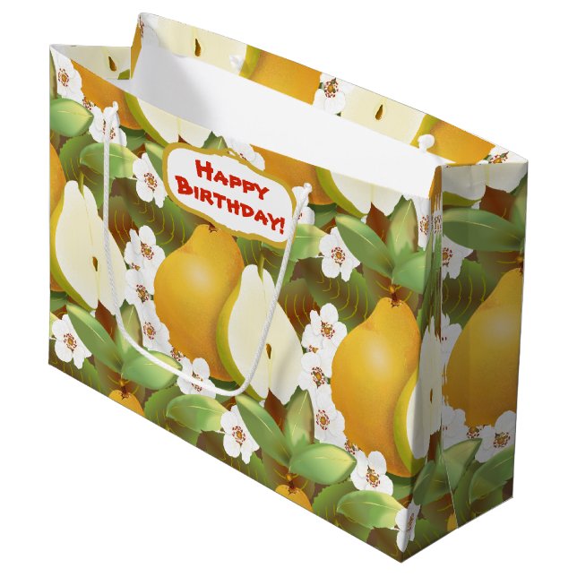 Bolsa De Regalo Grande Peras Tropicales Hawaianas Floral Botánico (Angulo Anverso)