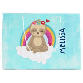 Bolsa De Regalo Grande Perezoso Marrón Adorable, Meditando en una Nube
